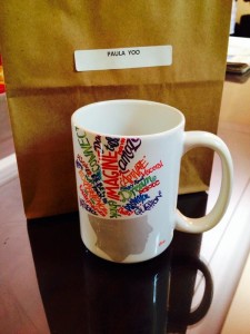 We all got swag! Check out my awesome LA Times Festival of Books coffee mug! 